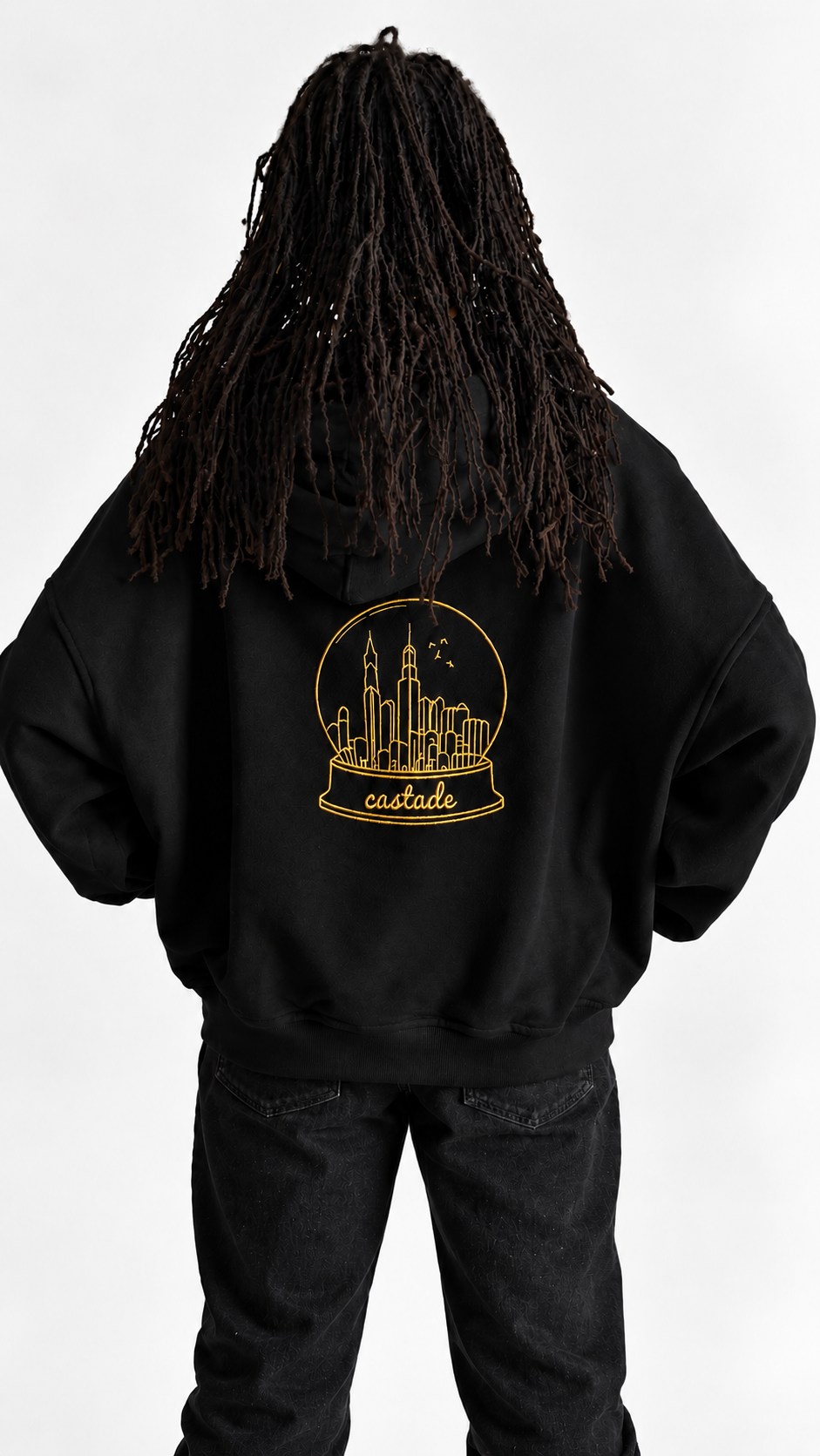 oversized cropped black honey castade hoodie