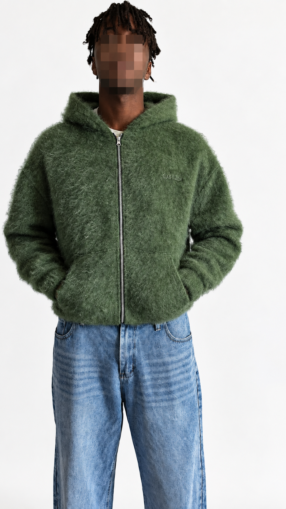 GRASS HOODED ZIPPER
