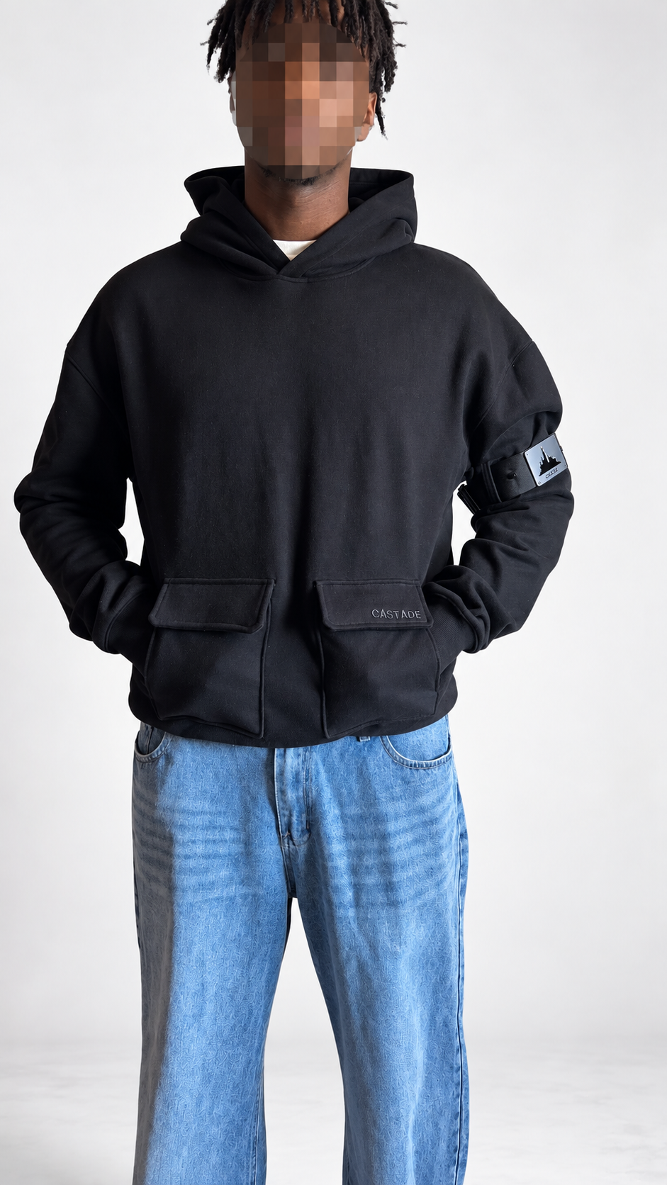 Black utility hoodie