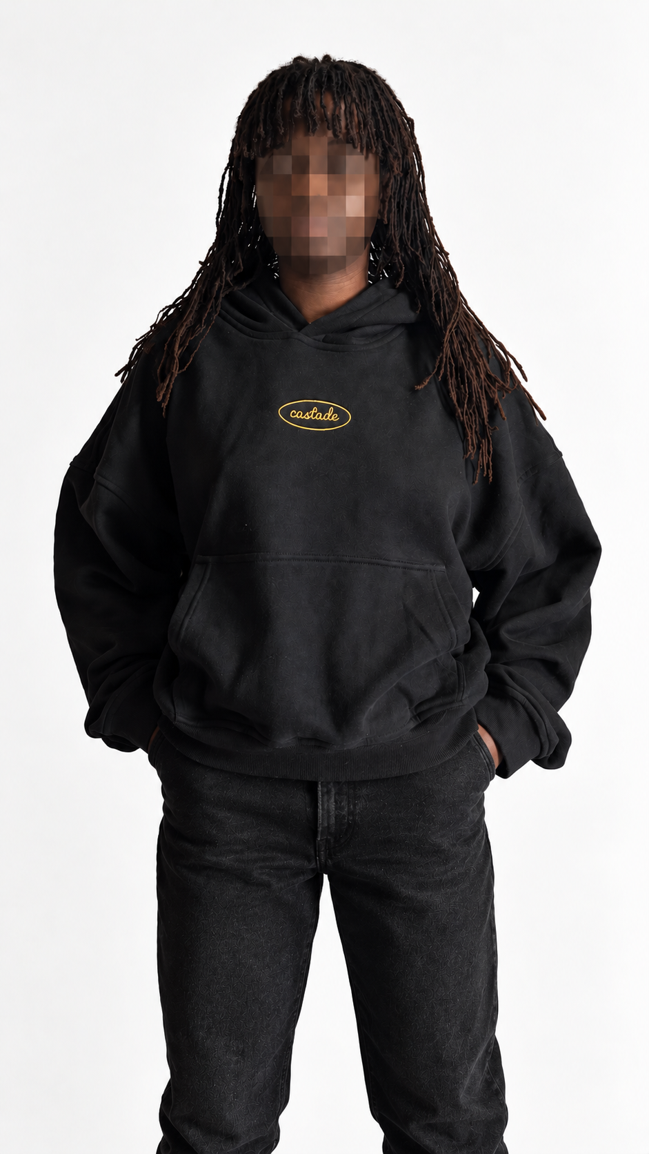 oversized cropped black honey castade hoodie