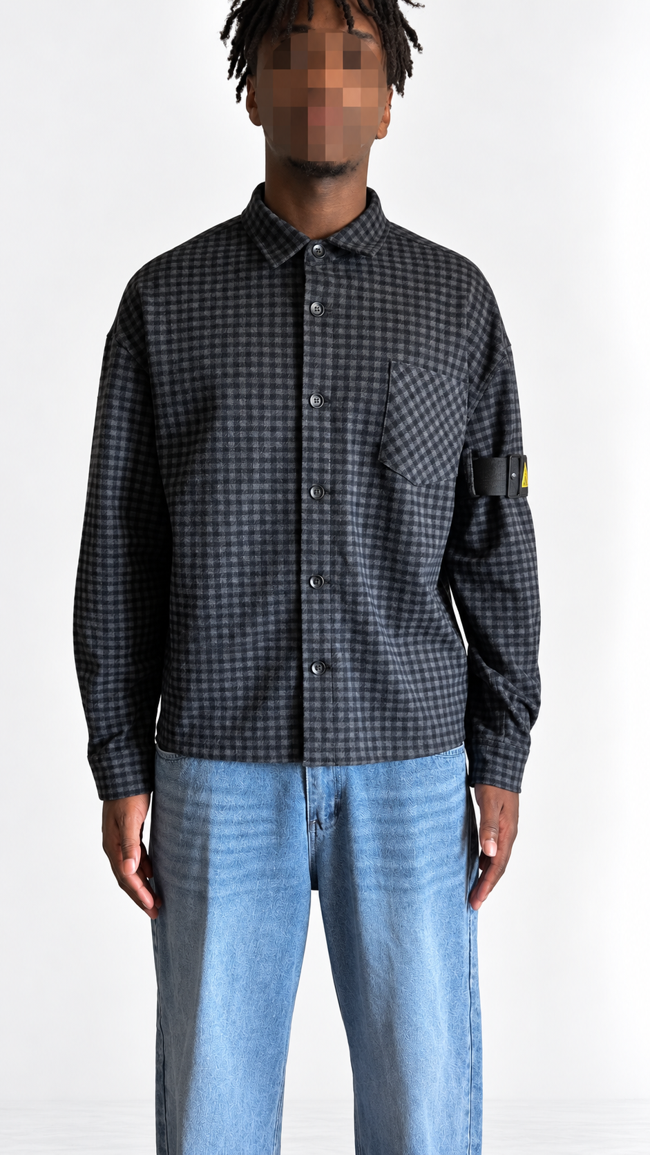 navy blue chequered Castade shirt