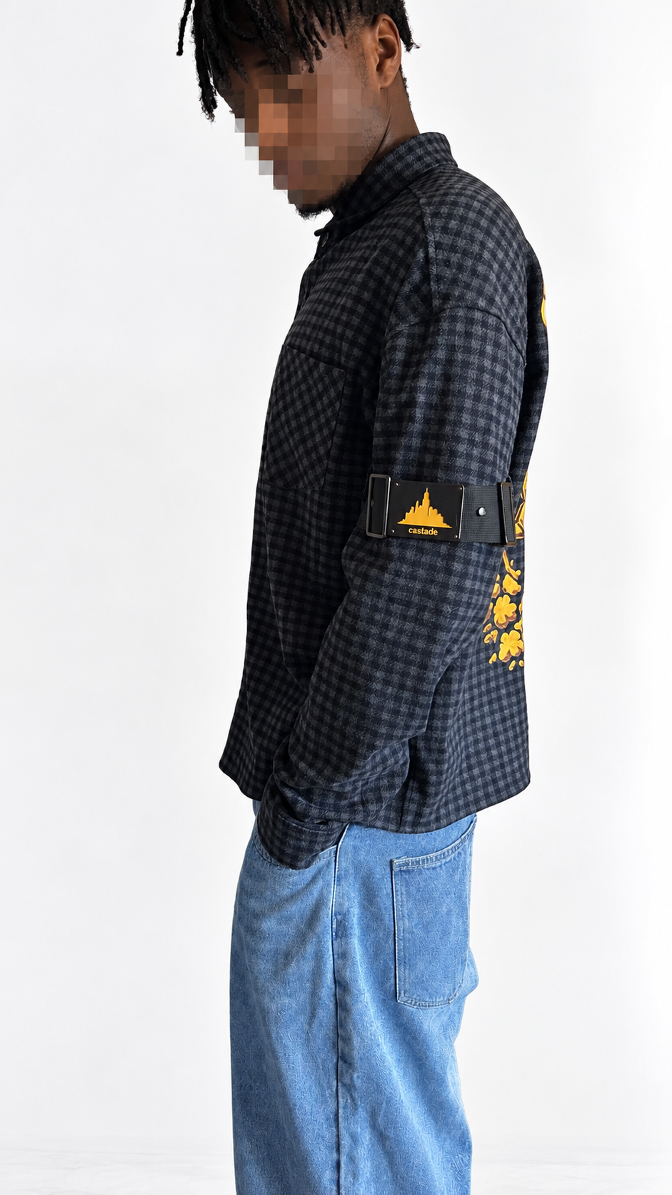 navy blue chequered Castade shirt